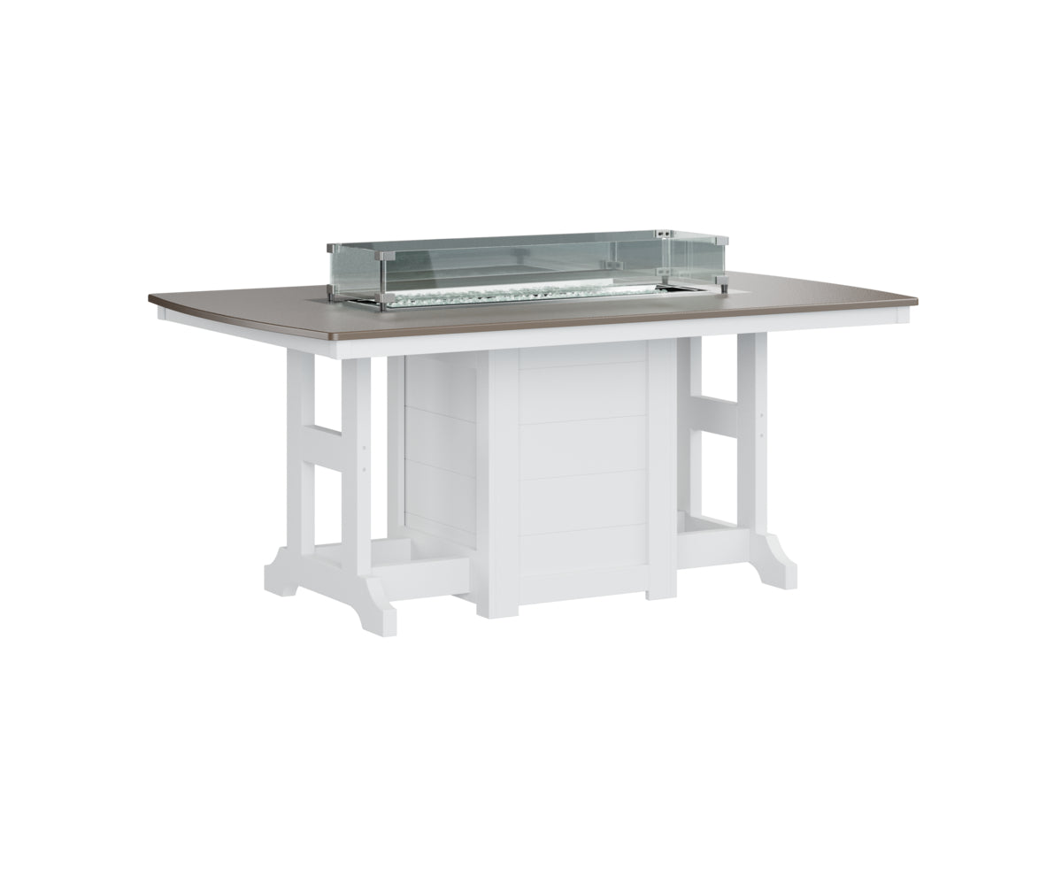 Garden Classic 44" x 72" Rectangular Fire Table Dining Height Hammered Top
