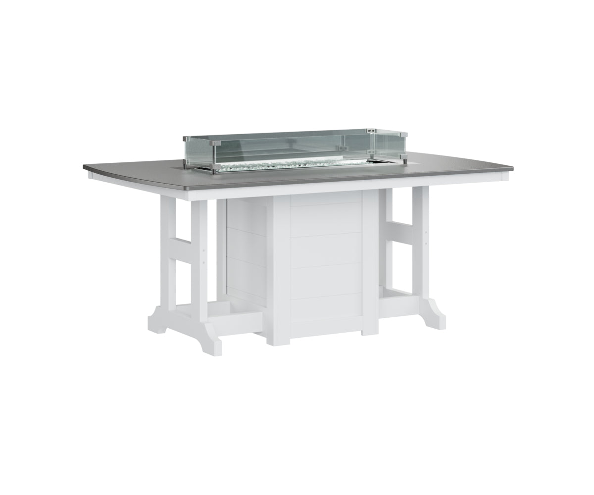 Garden Classic 44" x 72" Rectangular Fire Table Dining Height Hammered Top