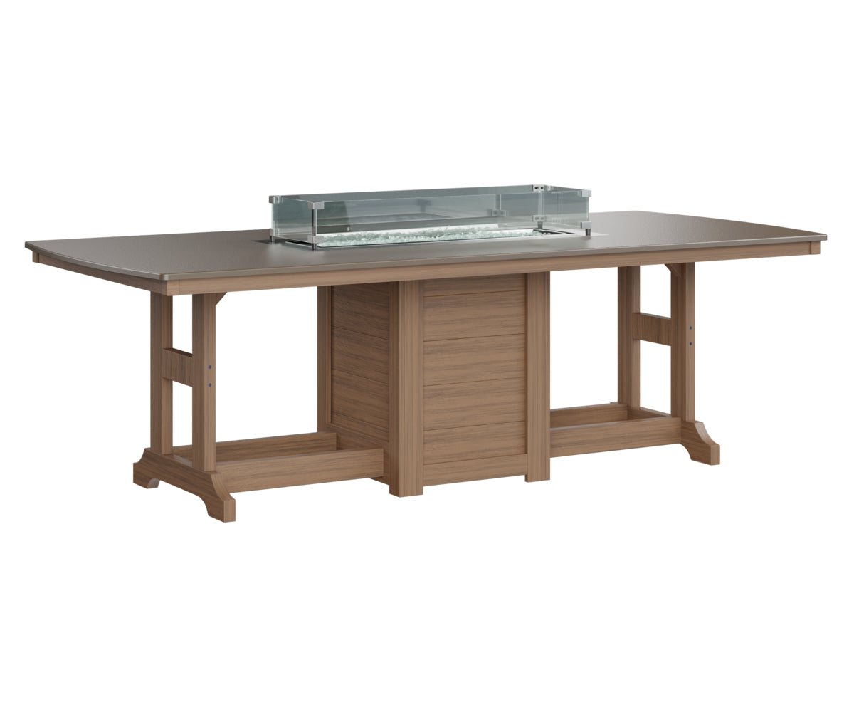 Garden Classic 44" x 96" Rectangular Fire Table Counter Height Hammered Top