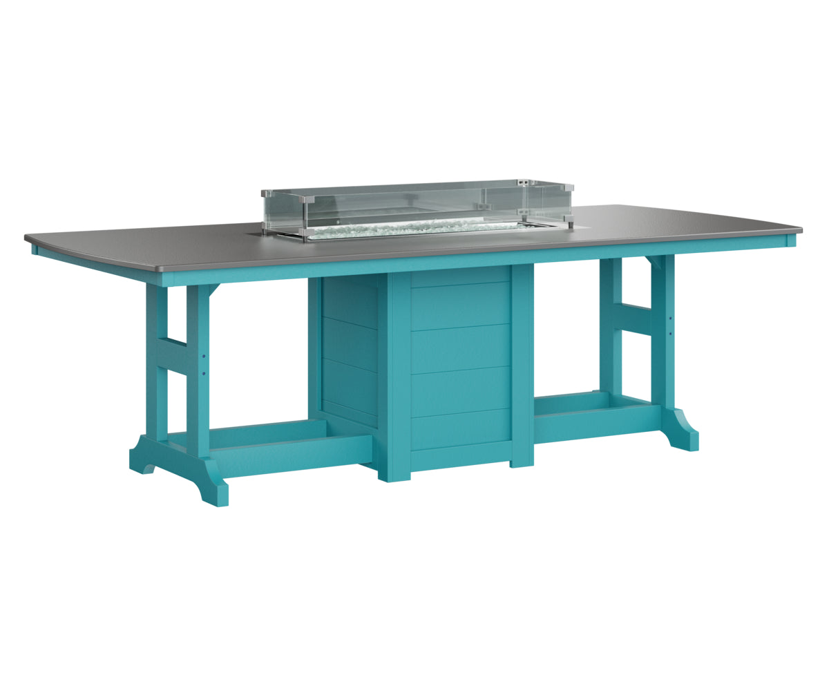 Garden Classic 44" x 96" Rectangular Fire Table Counter Height Hammered Top