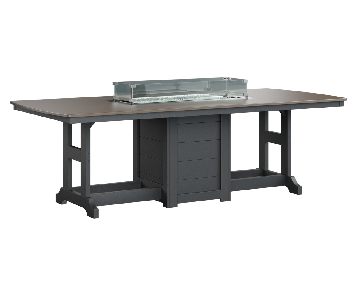 Garden Classic 44" x 96" Rectangular Fire Table Counter Height Hammered Top