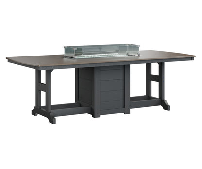 Garden Classic 44" x 96" Rectangular Fire Table Counter Height Hammered Top