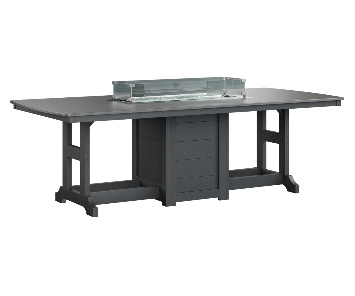 Garden Classic 44" x 96" Rectangular Fire Table Counter Height Hammered Top