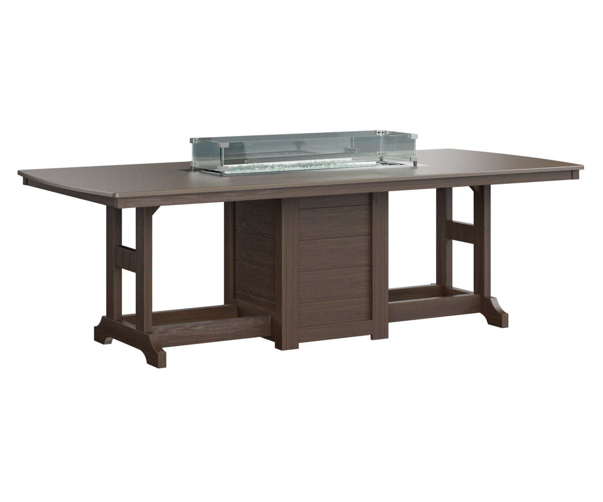 Garden Classic 44" x 96" Rectangular Fire Table Counter Height Hammered Top