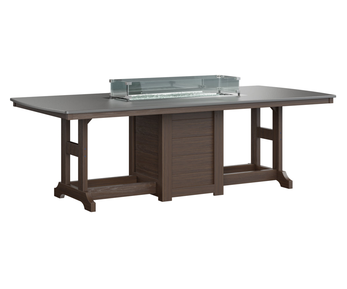 Garden Classic 44" x 96" Rectangular Fire Table Counter Height Hammered Top