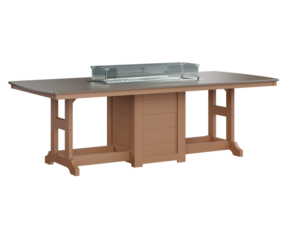 Garden Classic 44" x 96" Rectangular Fire Table Counter Height Hammered Top