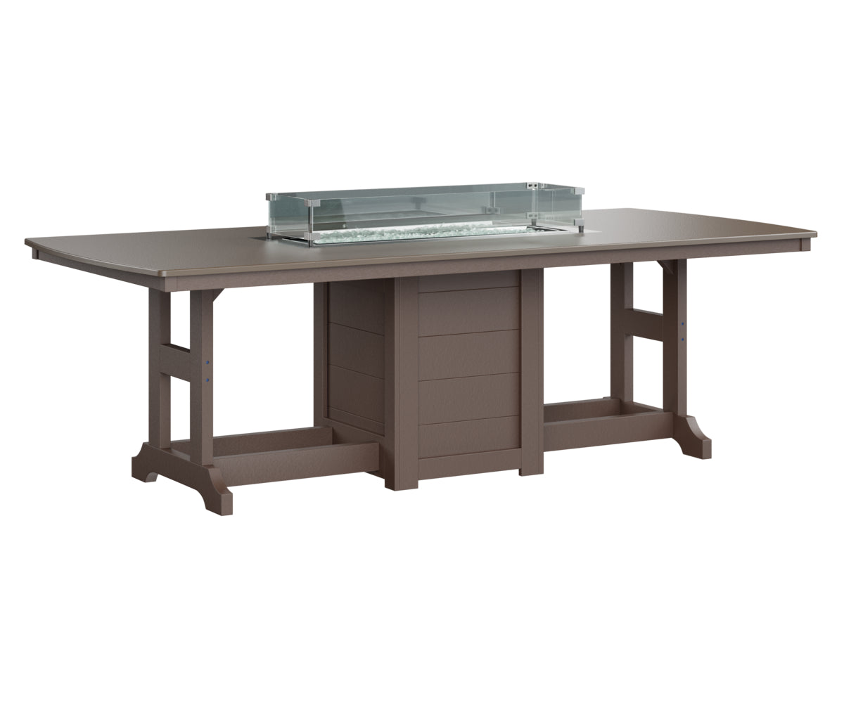 Garden Classic 44" x 96" Rectangular Fire Table Counter Height Hammered Top