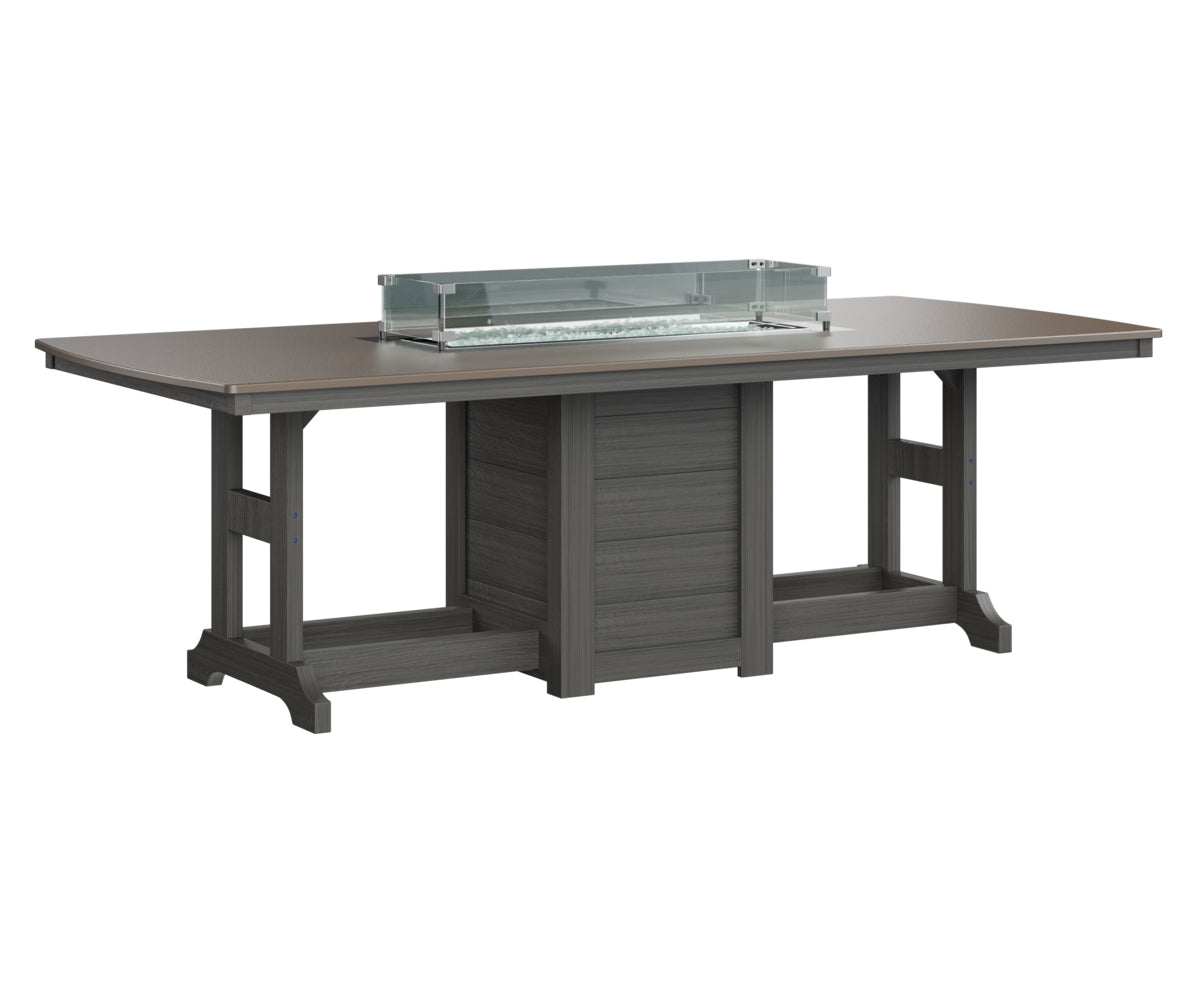 Garden Classic 44" x 96" Rectangular Fire Table Counter Height Hammered Top