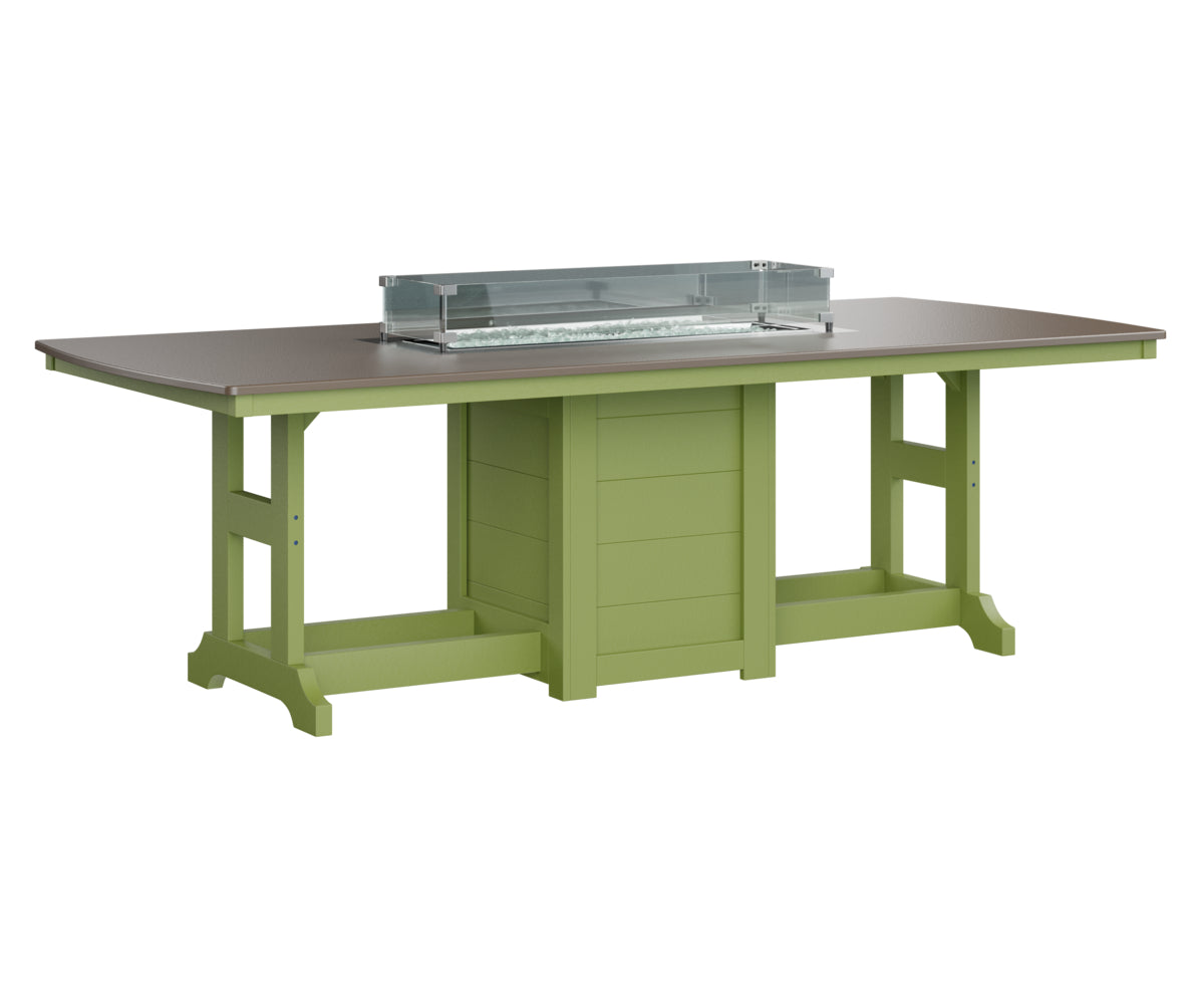 Garden Classic 44" x 96" Rectangular Fire Table Counter Height Hammered Top
