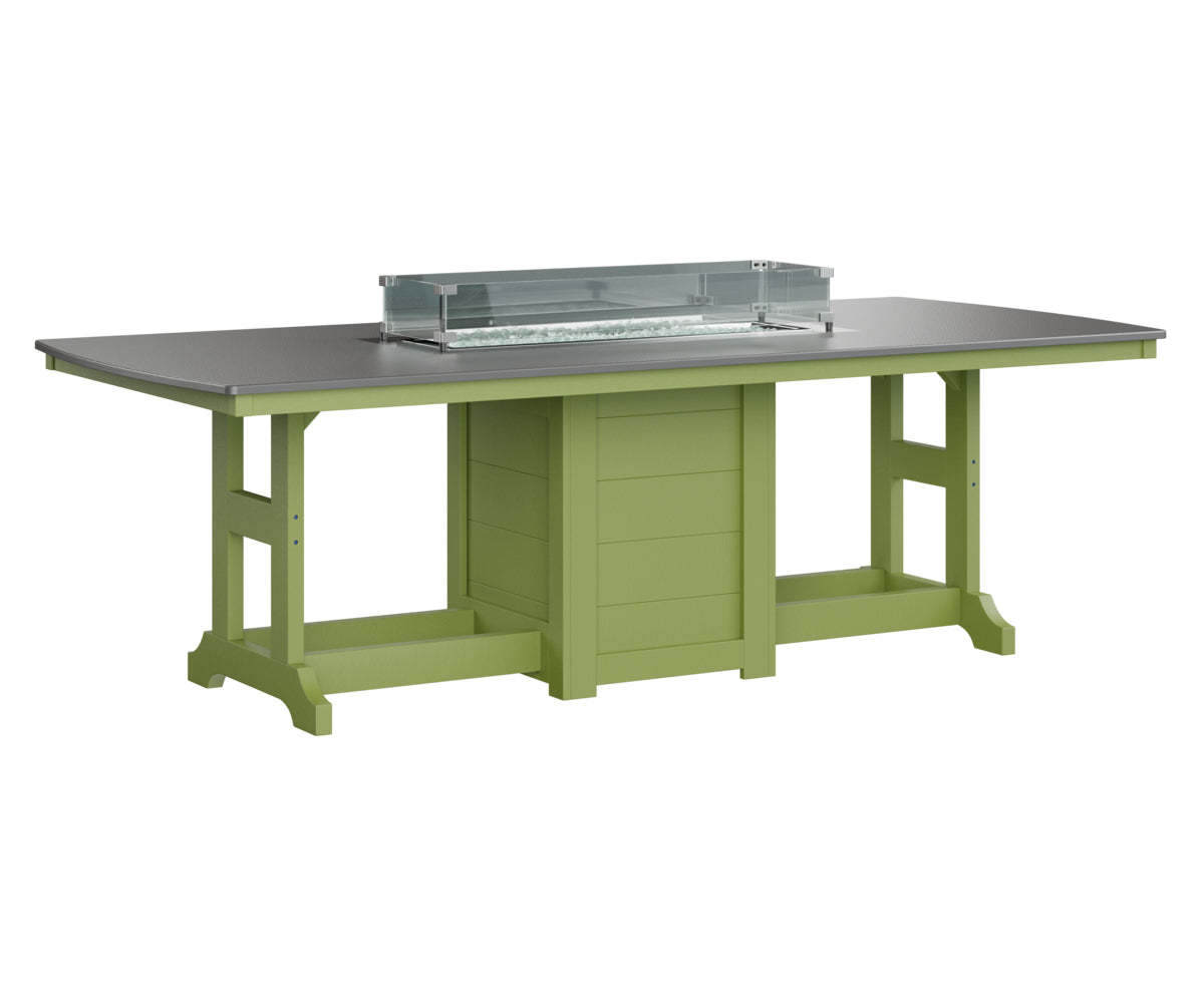 Garden Classic 44" x 96" Rectangular Fire Table Counter Height Hammered Top