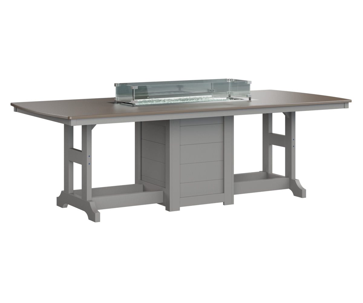 Garden Classic 44" x 96" Rectangular Fire Table Counter Height Hammered Top