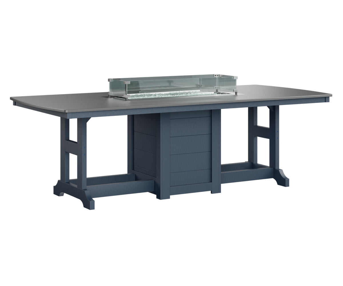Garden Classic 44" x 96" Rectangular Fire Table Counter Height Hammered Top
