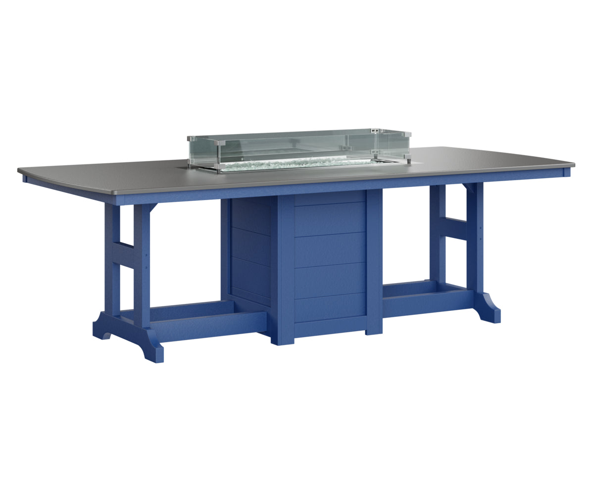 Garden Classic 44" x 96" Rectangular Fire Table Counter Height Hammered Top