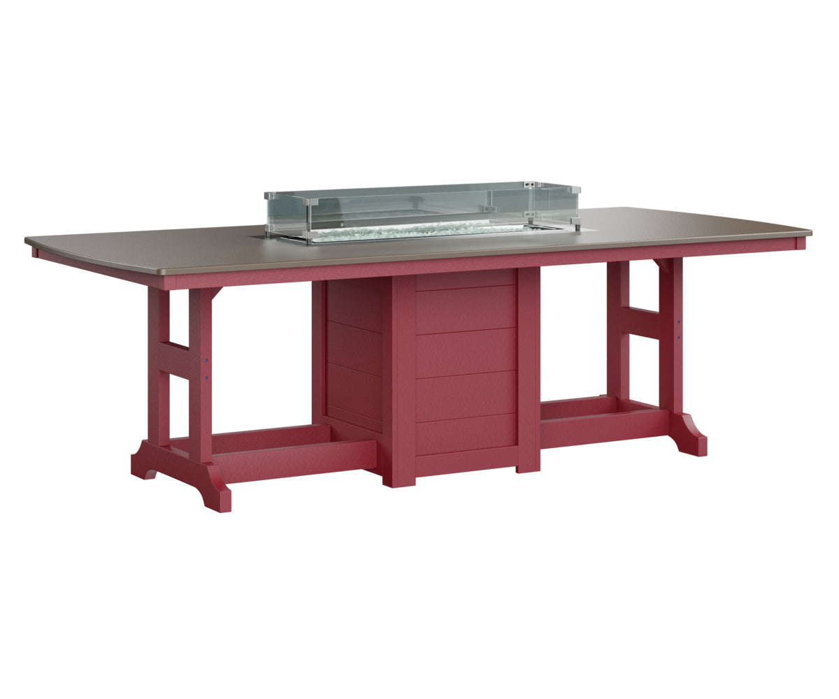 Garden Classic 44" x 96" Rectangular Fire Table Counter Height Hammered Top