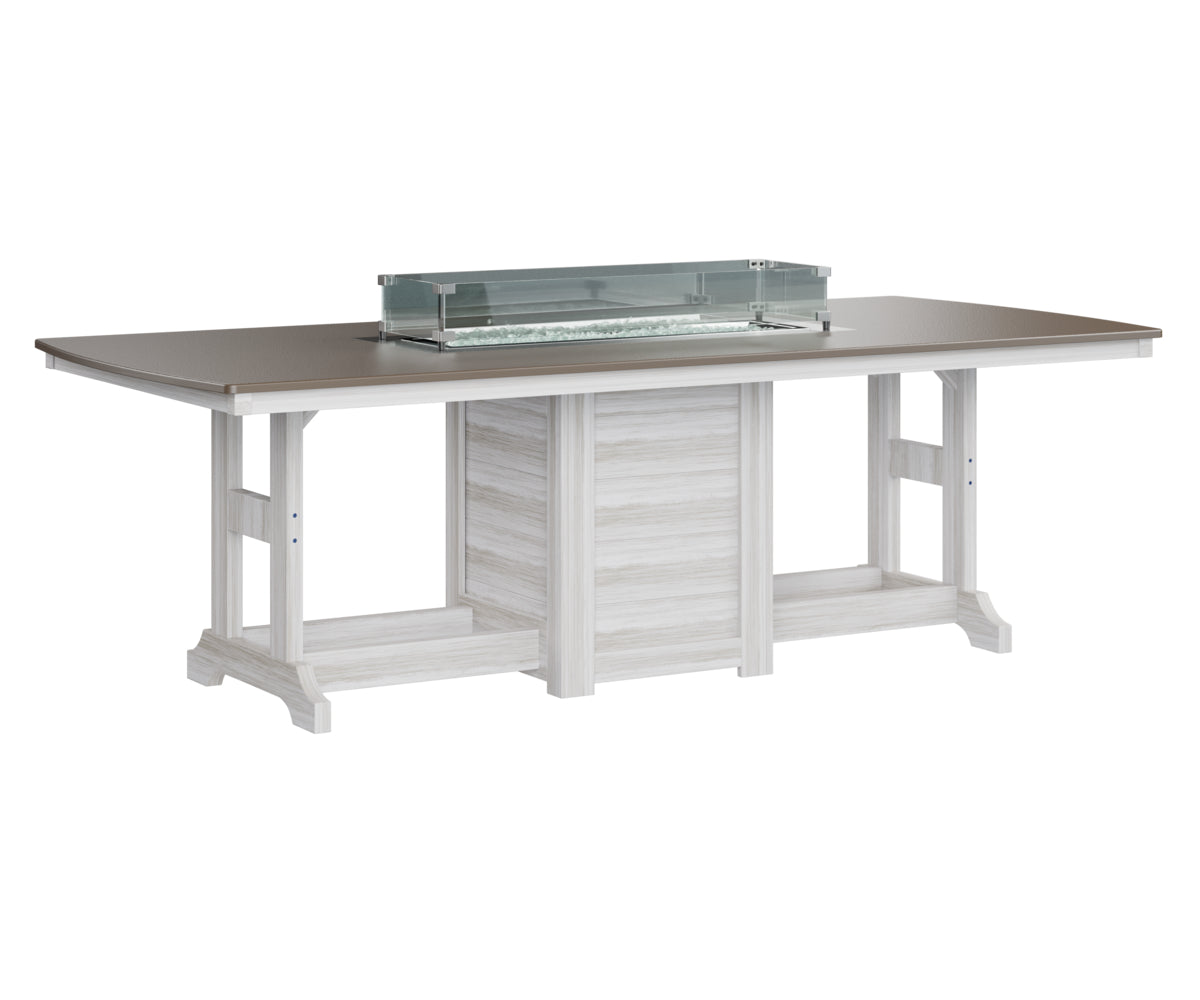 Garden Classic 44" x 96" Rectangular Fire Table Counter Height Hammered Top