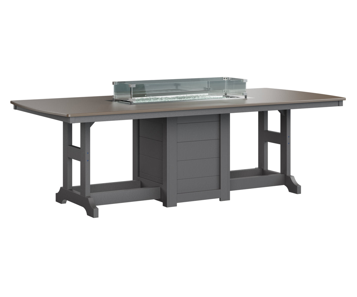 Garden Classic 44" x 96" Rectangular Fire Table Counter Height Hammered Top