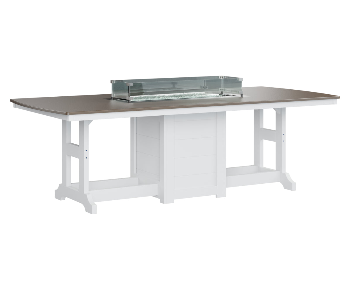 Garden Classic 44" x 96" Rectangular Fire Table Counter Height Hammered Top
