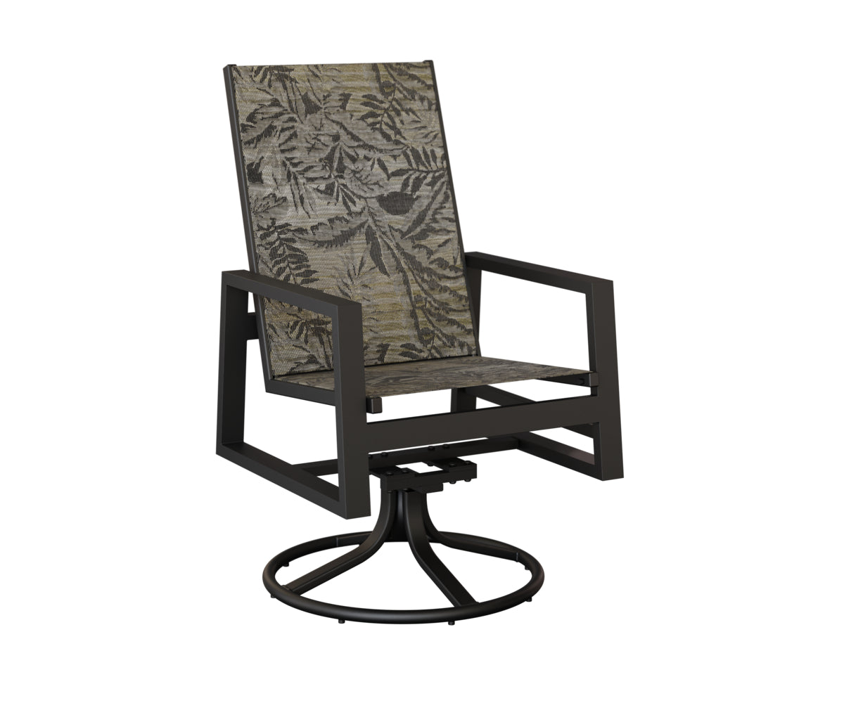 Vida High Back Padded Sling Swivel Rocker Dining Chair