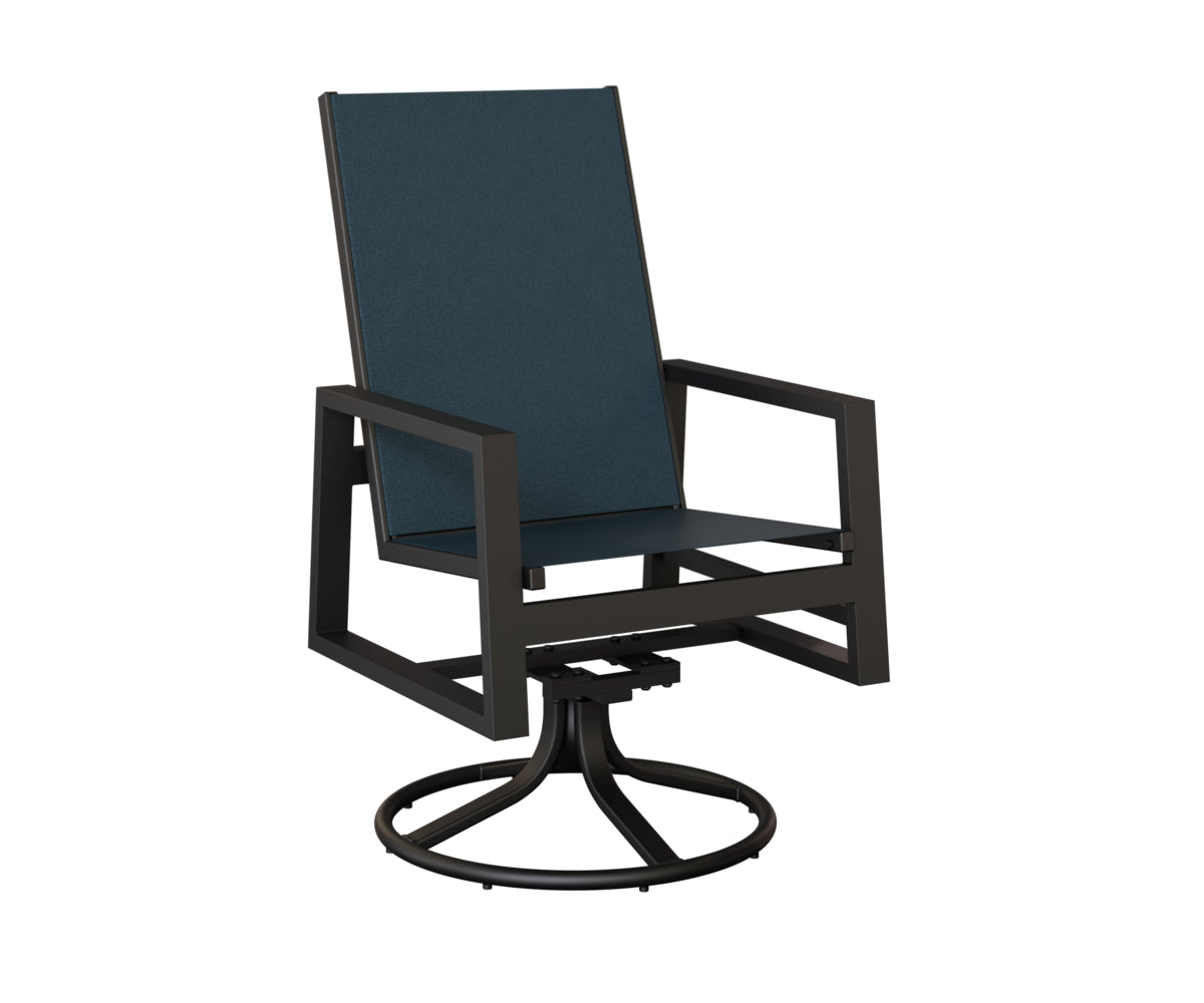 Vida High Back Padded Sling Swivel Rocker Dining Chair