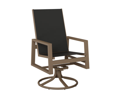 Vida High Back Padded Sling Swivel Rocker Dining Chair