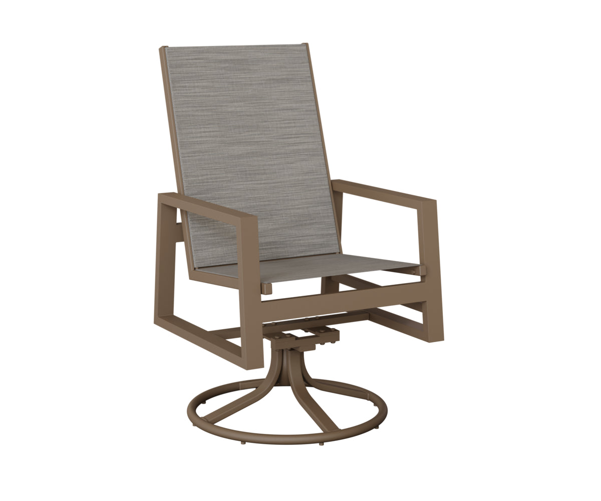 Vida High Back Padded Sling Swivel Rocker Dining Chair