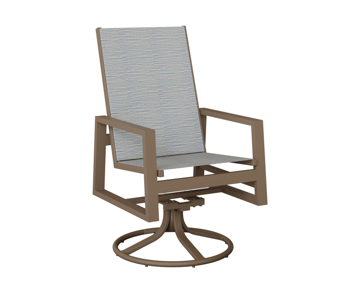 Vida High Back Padded Sling Swivel Rocker Dining Chair