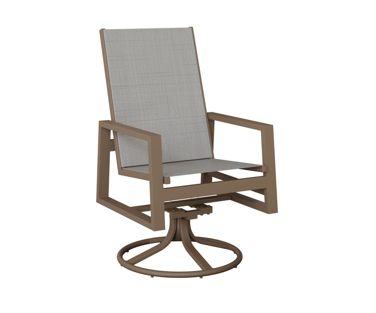 Vida High Back Padded Sling Swivel Rocker Dining Chair