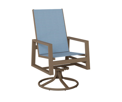 Vida High Back Padded Sling Swivel Rocker Dining Chair