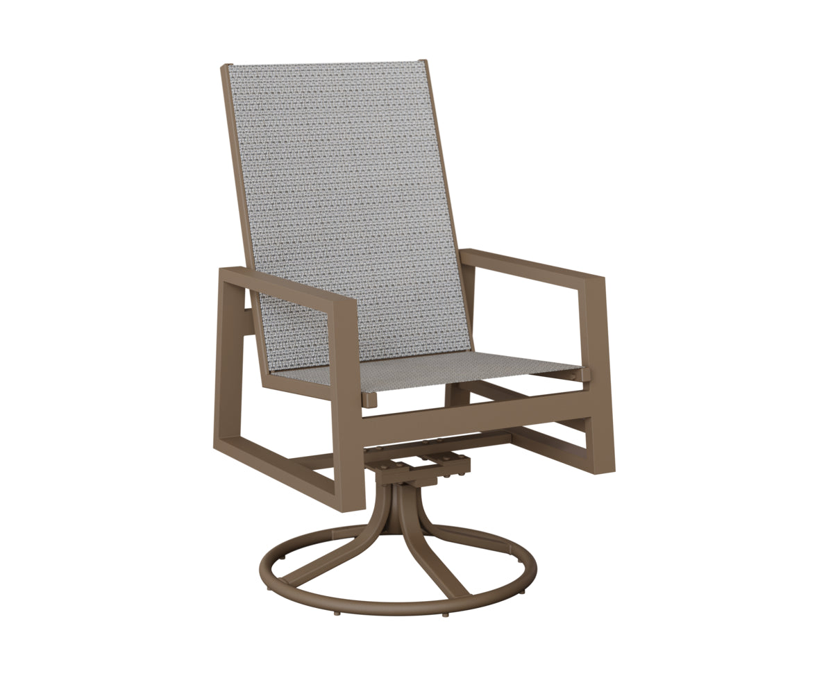Vida High Back Padded Sling Swivel Rocker Dining Chair