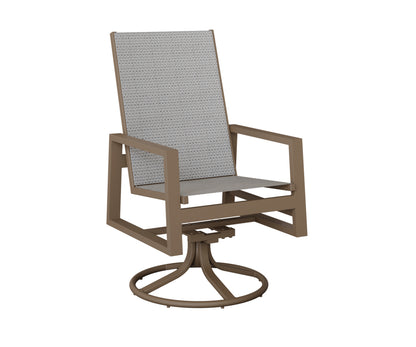 Vida High Back Padded Sling Swivel Rocker Dining Chair