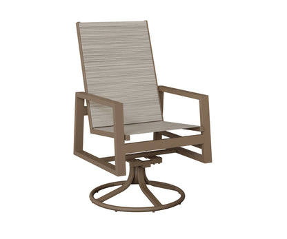 Vida High Back Padded Sling Swivel Rocker Dining Chair