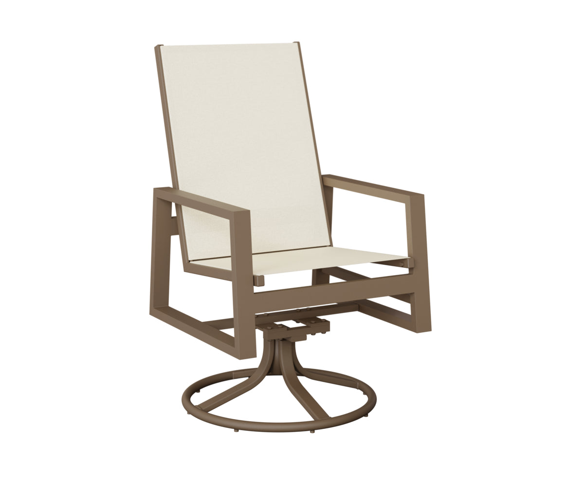 Vida High Back Padded Sling Swivel Rocker Dining Chair
