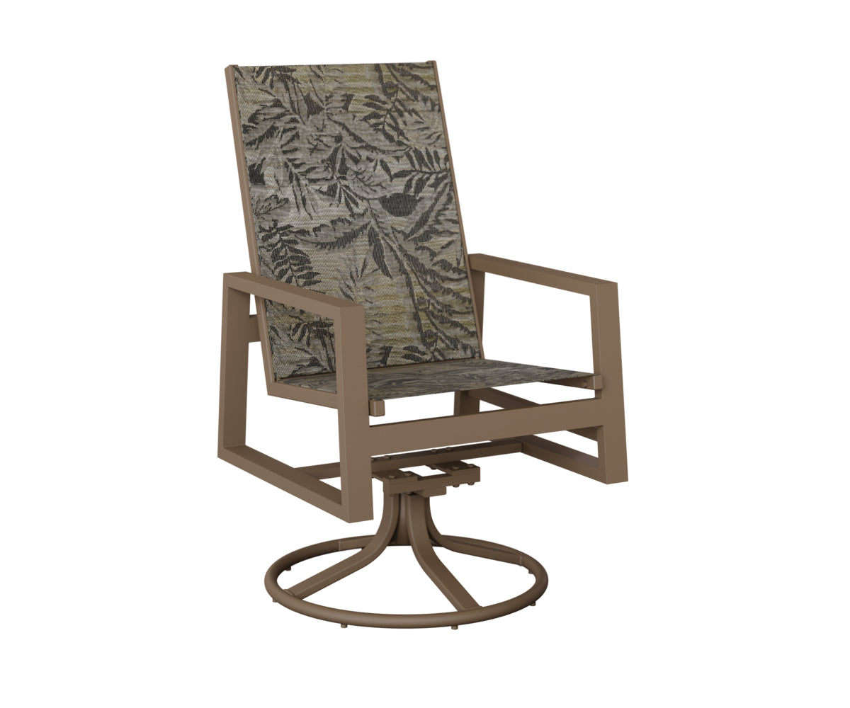 Vida High Back Padded Sling Swivel Rocker Dining Chair