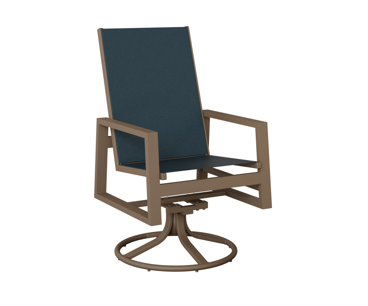 Vida High Back Padded Sling Swivel Rocker Dining Chair