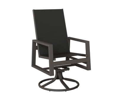 Vida High Back Padded Sling Swivel Rocker Dining Chair
