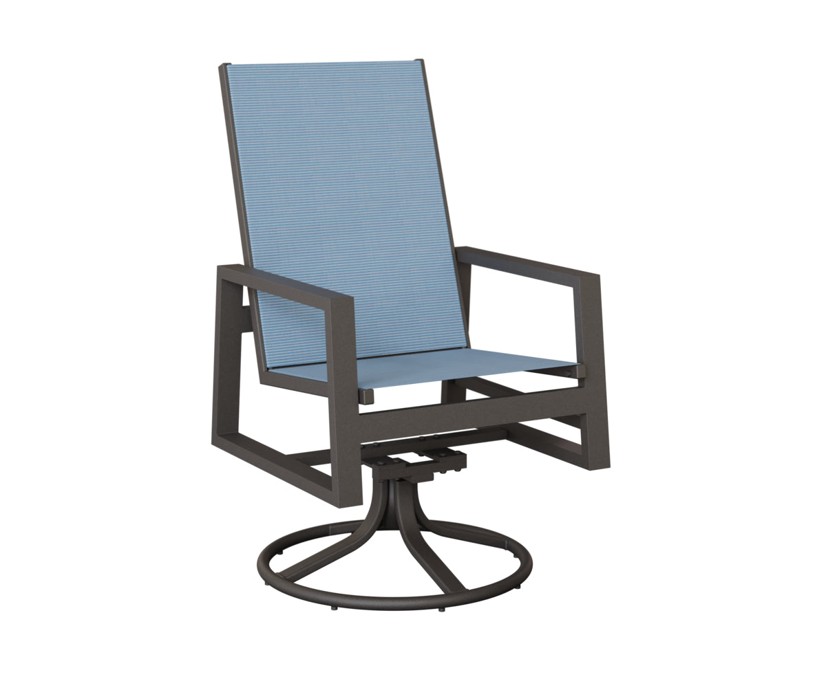 Vida High Back Padded Sling Swivel Rocker Dining Chair