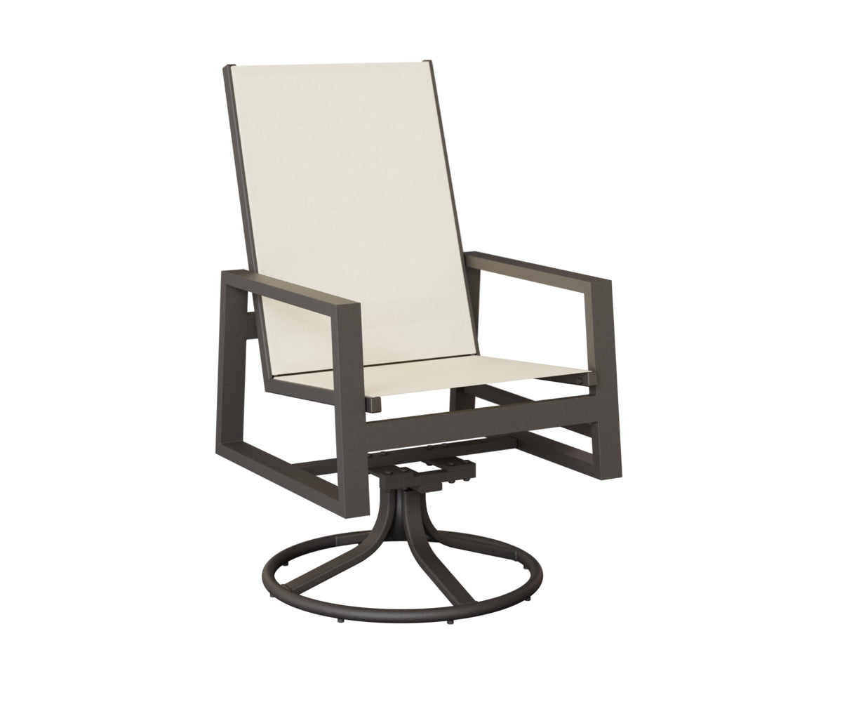 Vida High Back Padded Sling Swivel Rocker Dining Chair