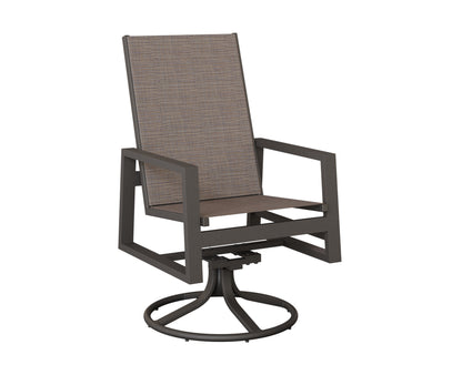 Vida High Back Padded Sling Swivel Rocker Dining Chair