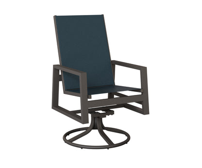 Vida High Back Padded Sling Swivel Rocker Dining Chair