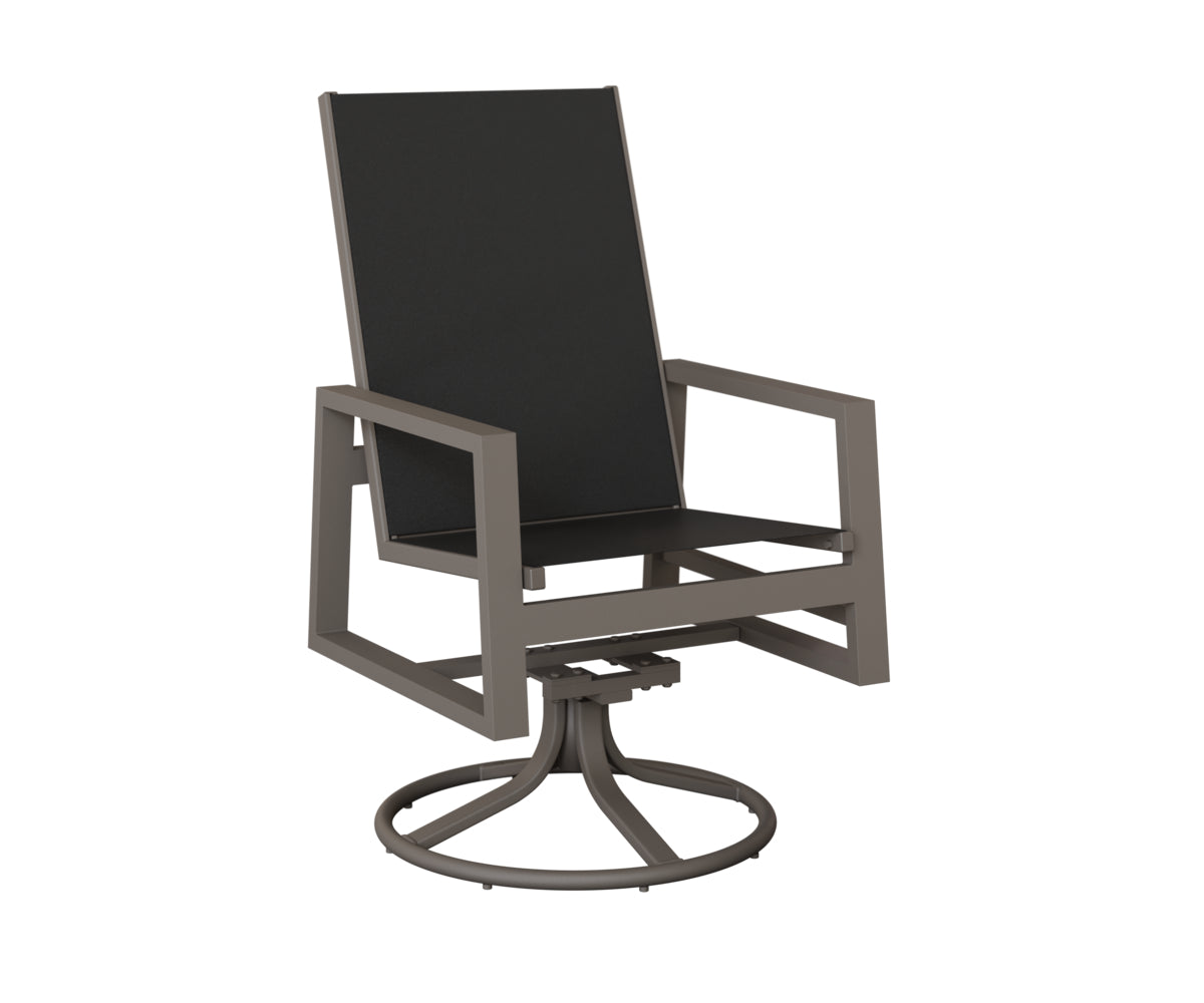 Vida High Back Padded Sling Swivel Rocker Dining Chair