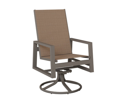 Vida High Back Padded Sling Swivel Rocker Dining Chair