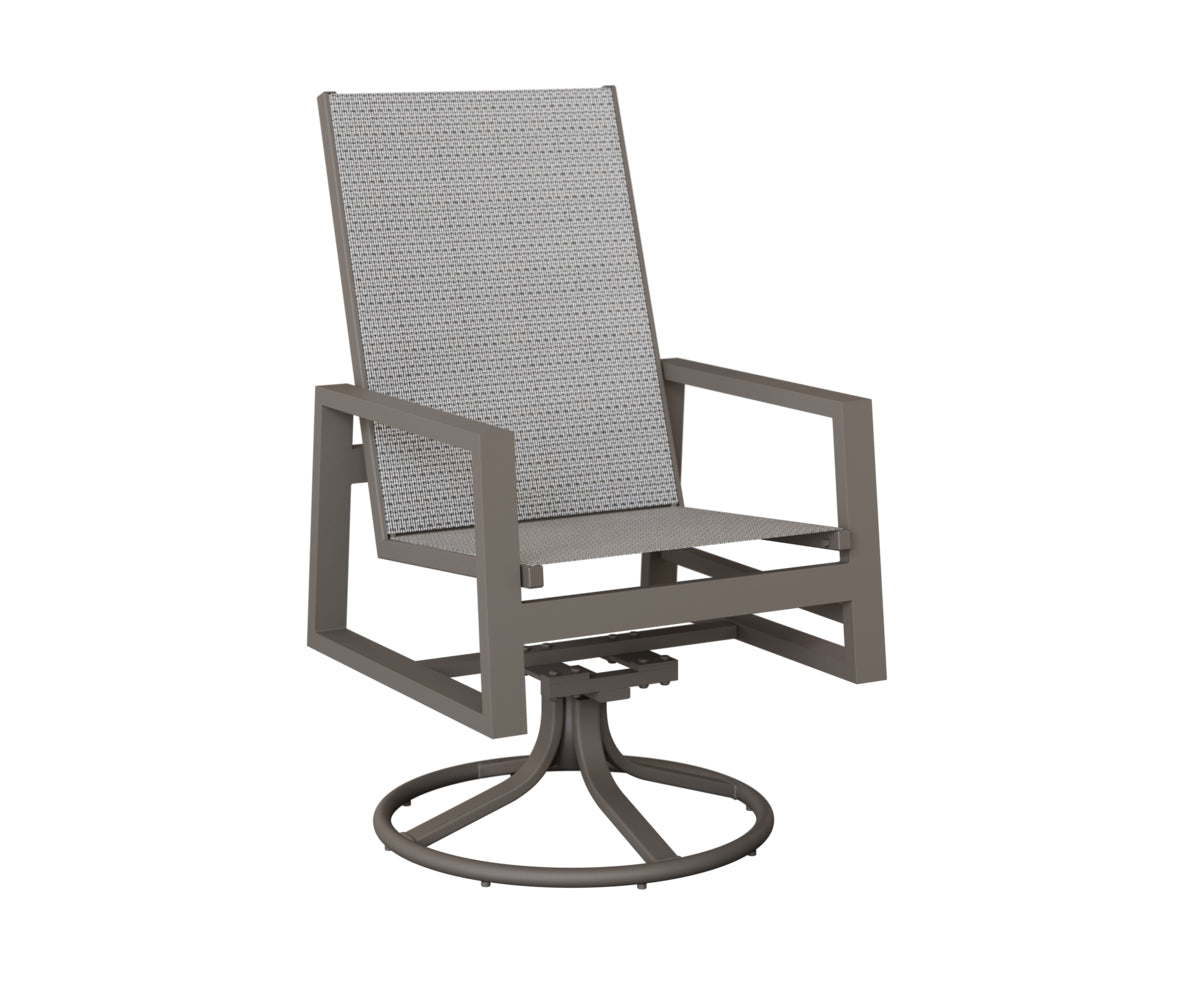 Vida High Back Padded Sling Swivel Rocker Dining Chair