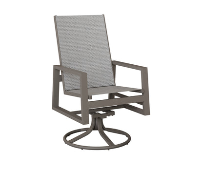 Vida High Back Padded Sling Swivel Rocker Dining Chair