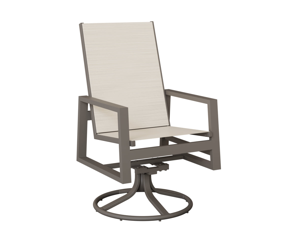 Vida High Back Padded Sling Swivel Rocker Dining Chair