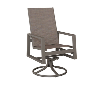 Vida High Back Padded Sling Swivel Rocker Dining Chair