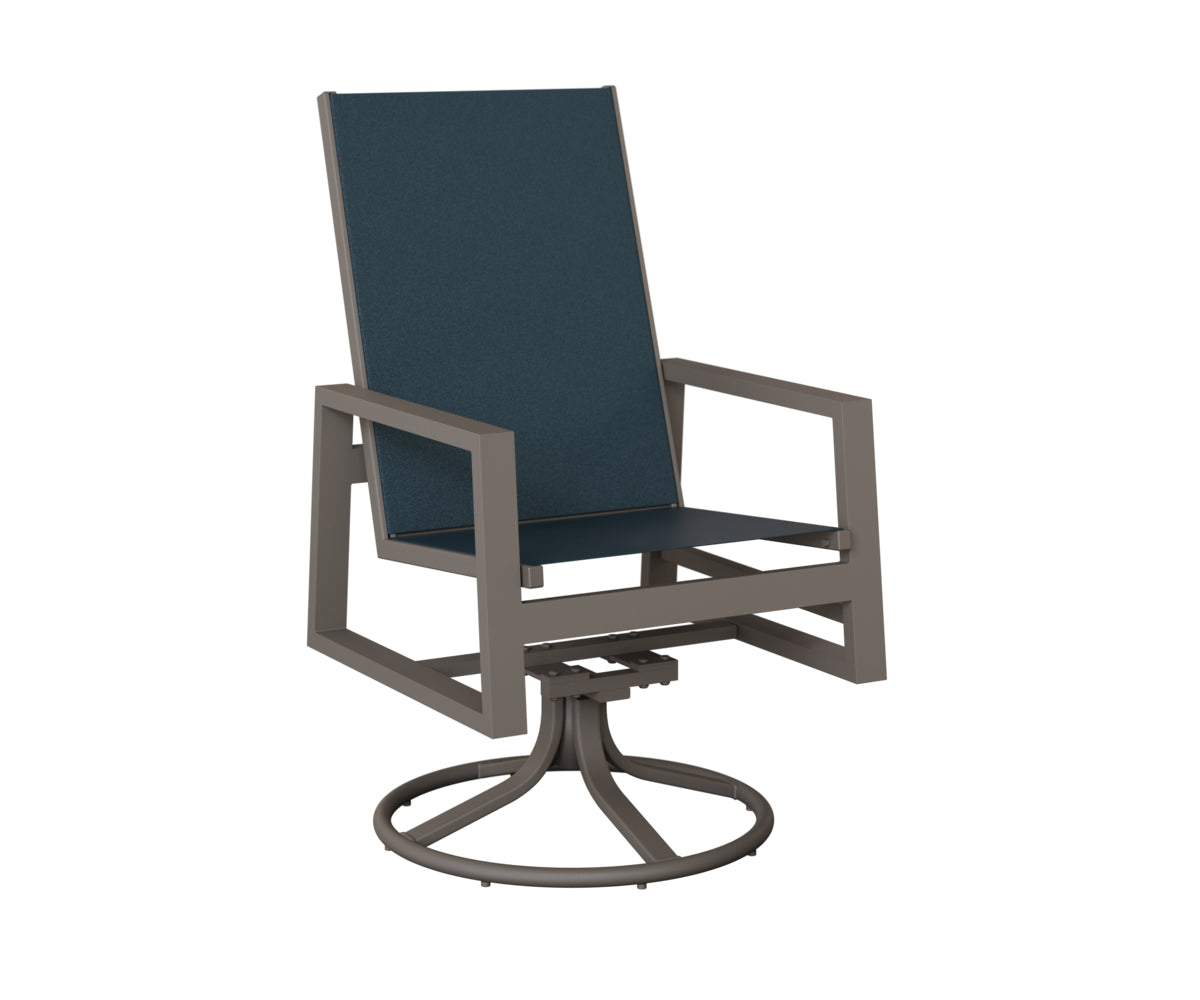 Vida High Back Padded Sling Swivel Rocker Dining Chair