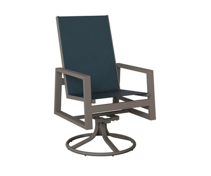 Vida High Back Padded Sling Swivel Rocker Dining Chair