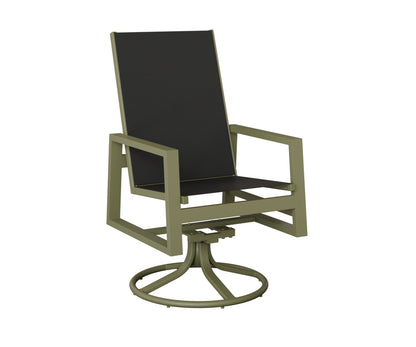 Vida High Back Padded Sling Swivel Rocker Dining Chair