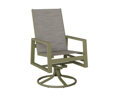 Vida High Back Padded Sling Swivel Rocker Dining Chair