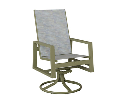 Vida High Back Padded Sling Swivel Rocker Dining Chair